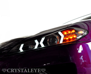 CRYSTAL EYE LED LIGHT BAR HEADLIGHT V4 SEQUENTIAL TURN SIGNAL TYPE CHROME FOR NISSAN SILVIA S15 S289CR