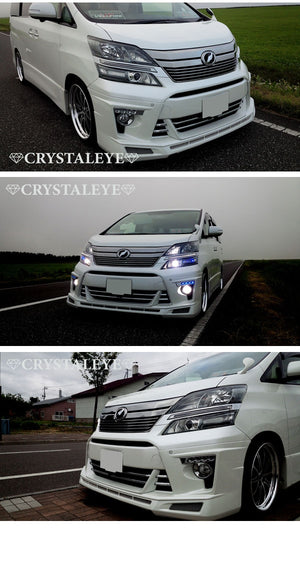 CRYSTAL EYE LED EYE DAYTIME RUNNING LIGHT GARNISH V2 (CHROME TYPE) FOR TOYOTA VELLFIRE 20 ZENKI  E021CW