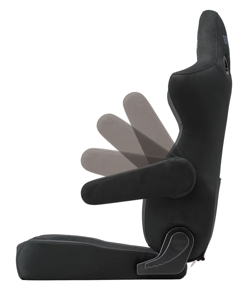 BRIDE LEFT-HANDED STEPPED ARMREST, LUXURY SUEDE-LIKE CHARCOAL GRAY P64KKN