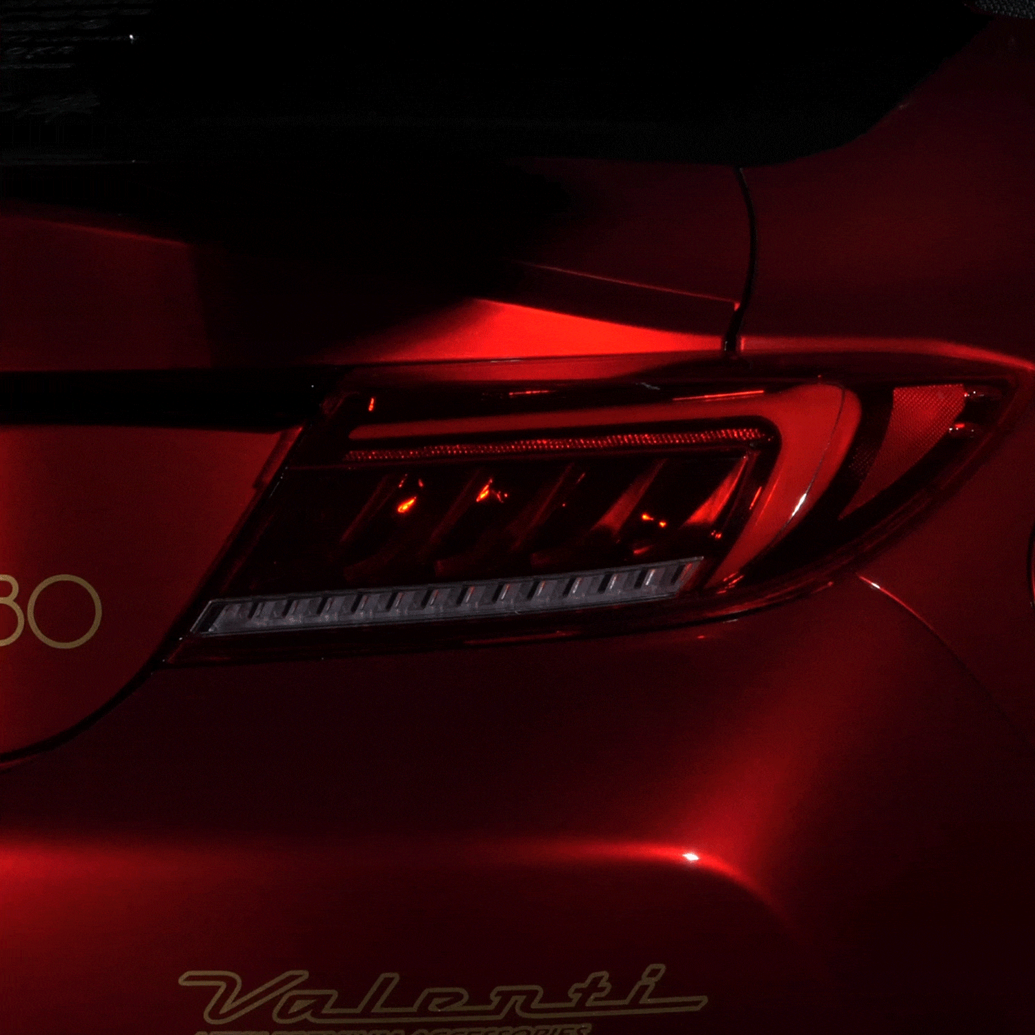 VALENTI JEWEL LED TAIL LAMP ULTRA RED LENS GLOSS BLACK LEFT SIDE FOR TOYOTA GR8 ZN8 SUBARU BRZ ZD8 TT86GRZU-RG-1-LH