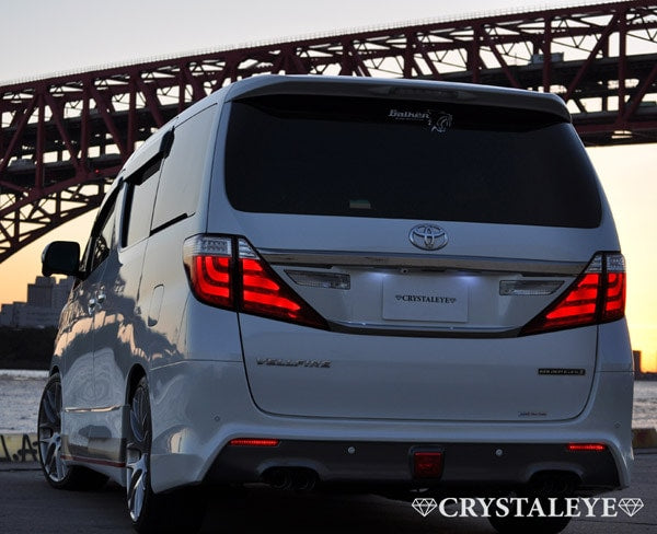 CRYSTAL EYE FIBER FULL LED TAIL LAMP V2 BLACK (BK) FOR TOYOTA VELLFIRE 20 ALPHARD 20 ALL MODELS EARLY LATE HYBRID COMPATIBLE J170-BK