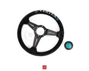 CAR MAKE T&E VERTEX 6 STAR 340MM LEATHER STEERING WHEEL - VERTEA BLUE FOR  CARMAKETE-03055