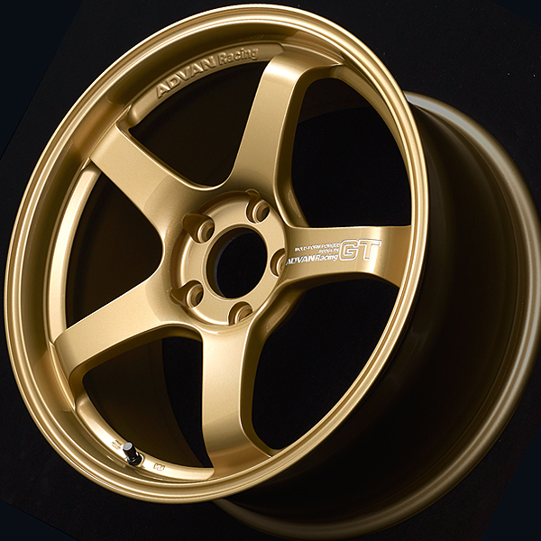YOKOHAMA ADVAN RACING GT -PREMIUM VERSION- FOR JAPANESE CARS 18X9.0J 5(M14)X114.3 35 RGP RACING GOLD METALLIC + MACHINING LOGO YOKOHAMA-ADVAN-03424