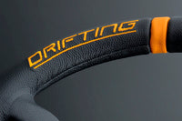 MOMO FORTUNE DRIFTING 330 85 BLACK LEATHER ORANGE SPOKE ORANGE STITCH STEERING WHEEL MOMO-00002