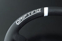 MOMO FORTUNE DRIFTING 330 85 BLACK LEATHER WHITE SPOKE WHITE STITCH STEERING WHEEL MOMO-00003