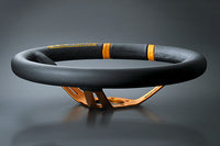 MOMO FORTUNE DRIFTING 330 85 BLACK LEATHER ORANGE SPOKE ORANGE STITCH STEERING WHEEL MOMO-00002