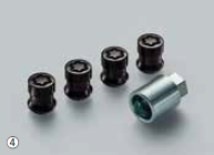 HONDA WHEEL LOCK NUTS FOR ALUMINUM WHEELS BLACK CAP TYPE 4 PIECE SET FOR HONDA FIT GR1 GR2 GR3 GR4 GR5 GR6 GR7 GR8 GS 08W42-TEA-001