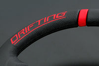 MOMO FORTUNE DRIFTING 330 85 BLACK LEATHER BLACK SPOKE RED STITCH STEERING WHEEL MOMO-00004