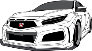 M&M HONDA HYPER WIDE BODY KIT TYPE MR02 MODEL FOR CIVIC FK8 FK7 01010-FK8-MR02
