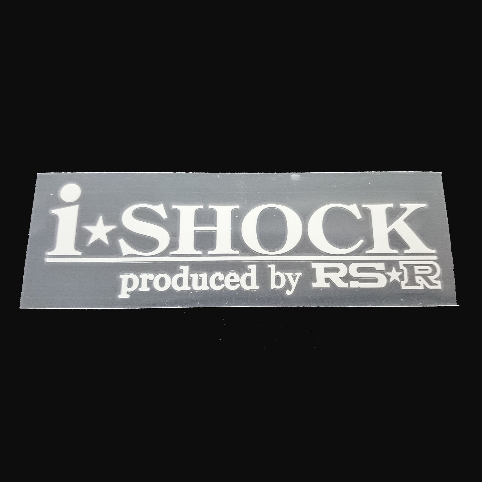RS-R I-SHOCK STCIKER WHITE TEXT FOR GOODS  GD052