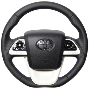 REAL PREMIUM SERIES STEERING WHEEL BLACK NAPPA LEATHER BLUE BLACK EURO STITCH FOR TOYOTA PRIUS PHV 50 50P-LPB-BL