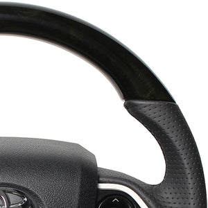 REAL PREMIUM SERIES D SHAPE BLACK WOOD BLACK EURO STITCH STEERING WHEEL FOR TOYOTA PRIUS 50  50P-BKW-BK