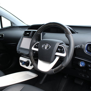 REAL PREMIUM SERIES D SHAPE BLACK CARBON BLACK EURO STITCH STEERING WHEEL FOR TOYOTA PRIUS 50  50P-BKC-BK