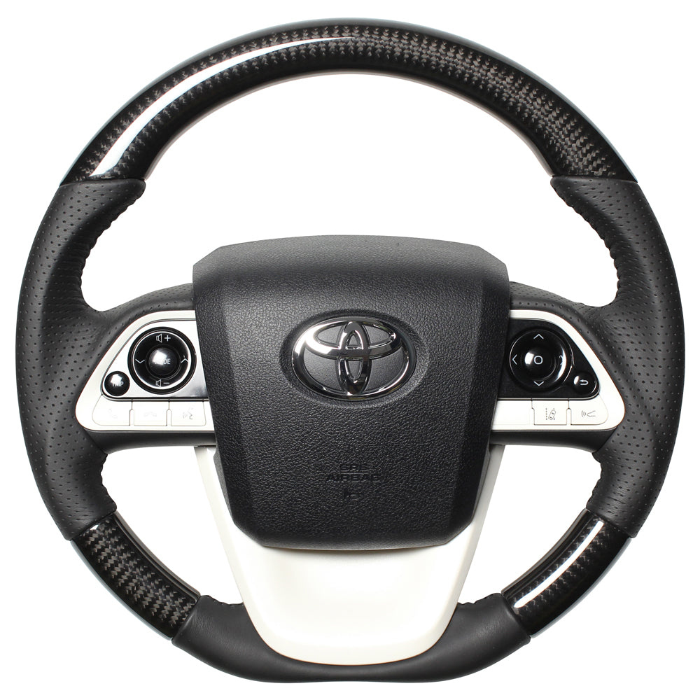 REAL ORIGINAL SERIES D SHAPE BLACK CARBON BLACK STITCH STEERING WHEEL FOR TOYOTA PRIUS PHV 50  50-BKC-BK