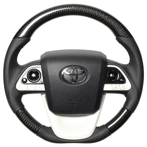 REAL ORIGINAL SERIES D SHAPE BLACK CARBON BLACK STITCH STEERING WHEEL FOR TOYOTA MIRAI 10  50-BKC-BK