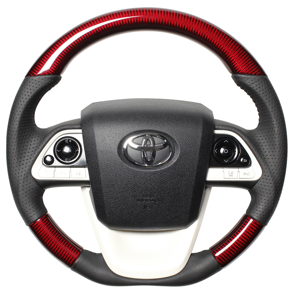 REAL ORIGINAL SERIES D SHAPE RED CARBON BLACK STITCH STEERING WHEEL FOR TOYOTA MIRAI 10  50-RDC-BK