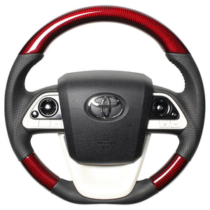 REAL ORIGINAL SERIES D SHAPE RED CARBON BLACK STITCH STEERING WHEEL FOR TOYOTA MIRAI 10  50-RDC-BK