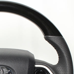 REAL ORIGINAL SERIES D SHAPE BLACK WOOD BLACK STITCH STEERING WHEEL FOR TOYOTA MIRAI 10  50-BKW-BK