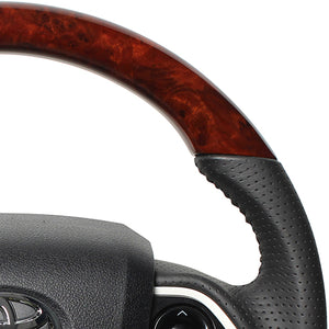 REAL ORIGINAL SERIES D SHAPE BROWN WOOD BLACK STITCH STEERING WHEEL FOR TOYOTA MIRAI 10  50-BRW-BK