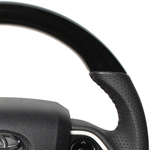 REAL ORIGINAL SERIES D SHAPE PIANO BLACK BLACK STITCH STEERING WHEEL FOR TOYOTA MIRAI 10  50-PBW-BK