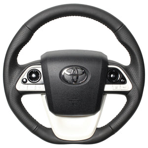 REAL ORIGINAL SERIES D SHAPE ALL LEATHER BLACK STITCH STEERING WHEEL FOR TOYOTA PRIUS PHV 50  50-LPB-BK