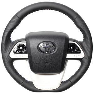 REAL ORIGINAL SERIES D SHAPE ALL LEATHER BLUE STITCH STEERING WHEEL FOR TOYOTA MIRAI 10  50-LPB-BL