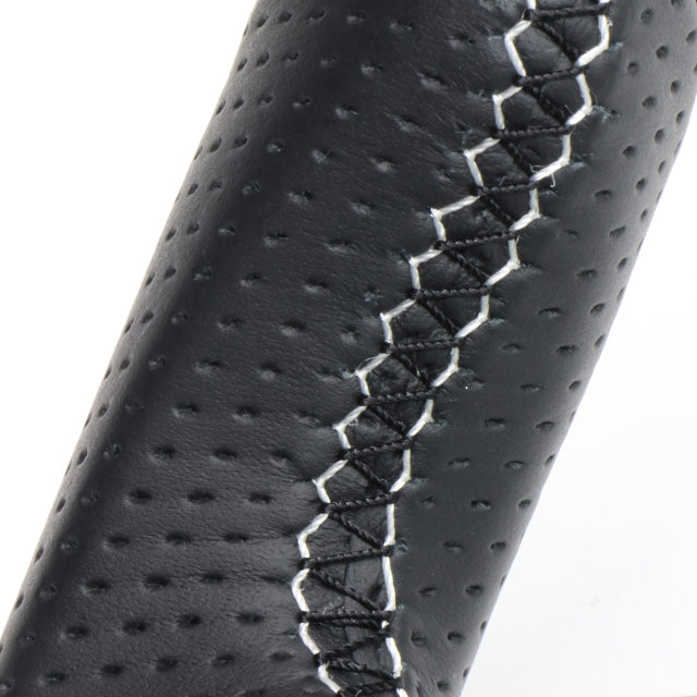 REAL LEXUS SERIES D SHAPE BLACK CARBON & WHITE LEATHER WHITE X BLACK EURO STITCH STEERING WHEEL FOR LEXUS RX 20  LXA-BKC-WH