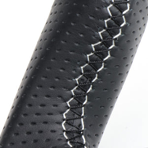 REAL LEXUS SERIES D SHAPE BLACK CARBON & WHITE LEATHER WHITE X BLACK EURO STITCH STEERING WHEEL FOR LEXUS LX URJ201W  LXA-BKC-WH