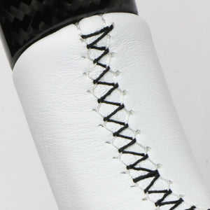 REAL LEXUS SERIES D SHAPE BLACK CARBON & WHITE LEATHER WHITE X BLACK EURO STITCH STEERING WHEEL FOR LEXUS LX URJ201W  LXA-BKC-WH