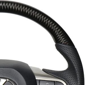 REAL LEXUS SERIES D SHAPE BLACK CARBON & WHITE LEATHER WHITE X BLACK EURO STITCH STEERING WHEEL FOR LEXUS LX URJ201W  LXA-BKC-WH
