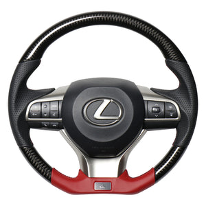 REAL LEXUS SERIES D SHAPE BLACK CARBON & DARK WINE LEATHER DARK WINE X BLACK EURO STITCH STEERING WHEEL FOR LEXUS LX URJ201W  LXA-BKC-DW