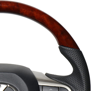 REAL LEXUS SERIES D SHAPE BROWN WOOD BLACK EURO STITCH STEERING WHEEL FOR LEXUS GS 10 : KOUKI  LXA-BRW-BK