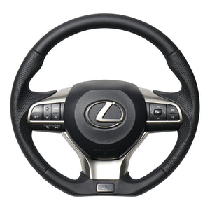 REAL LEXUS SERIES D SHAPE NAPPA ALL LEATHER NAVY X BLACK EURO STITCH STEERING WHEEL FOR LEXUS LX URJ201W  LXA-LPB-BL