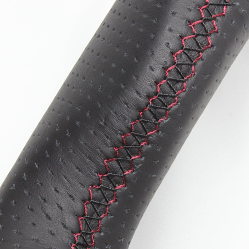 REAL ORIGINAL SERIES GUN GRIP SMALL DIAMETER D SHAPE ALL LEATHER DARK WINE X BLACK EURO STITCH STEERING WHEEL FOR MAZDA ROADSTER ND5RC  MZC-LPB-DW