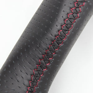 REAL ORIGINAL SERIES GUN GRIP SMALL DIAMETER D SHAPE ALL LEATHER DARK WINE X BLACK EURO STITCH STEERING WHEEL FOR MAZDA ROADSTER RF NDERC  MZC-LPB-DW