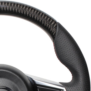 REAL ORIGINAL SERIES GUN GRIP SMALL DIAMETER D SHAPE BLACK CARBON DARK WINE X BLACK EURO STITCH STEERING WHEEL FOR MAZDA ROADSTER ND5RC  MZC-BKC-DW