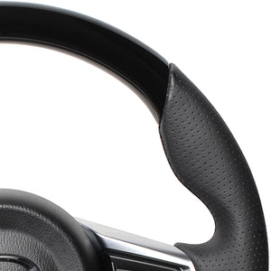 REAL ORIGINAL SERIES GUN GRIP SMALL DIAMETER D SHAPE PIANO BLACK BLACK EURO STITCH STEERING WHEEL FOR MAZDA ROADSTER ND5RC  MZC-PBW-BK