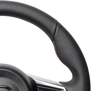 REAL ORIGINAL SERIES GUN GRIP SMALL DIAMETER D SHAPE ALL LEATHER DARK WINE X BLACK EURO STITCH STEERING WHEEL FOR MAZDA ROADSTER ND5RC  MZC-LPB-DW