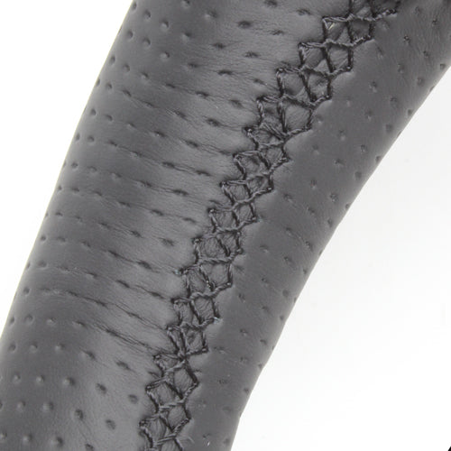 REAL PREMIUM SERIES ROUND SHAPE PIANO BLACK BLACK EURO STITCH STEERING WHEEL FOR TOYOTA CROWN ROYAL 210  H30P-PBW-BK