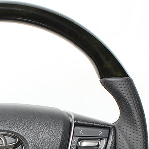 REAL PREMIUM SERIES ROUND SHAPE BLACK WOOD BLACK EURO STITCH STEERING WHEEL FOR TOYOTA ALPHARD 30  H30P-BKW-BK