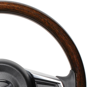 REAL ORIGINAL SERIES ALL WOOD ROUND SHAPE 16 DARK BROWN WOOD BLACK EURO STITCH STEERING WHEEL FOR MAZDA ROADSTER RF NDERC  MZCW-BRW-BK