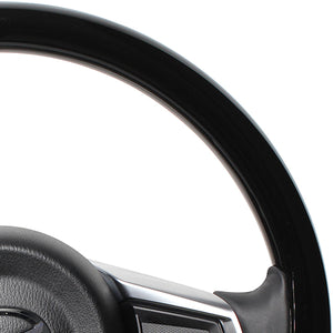 REAL ORIGINAL SERIES ALL WOOD ROUND SHAPE PIANO BLACK BLACK EURO STITCH STEERING WHEEL FOR MAZDA ROADSTER RF NDERC  MZCW-PBW-BK