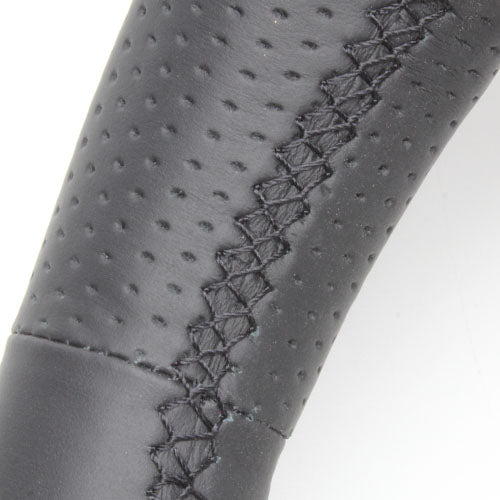 REAL PREMIUM SERIES ROUND SHAPE NAPPA ALL LEATHER BLACK EURO STITCH STEERING WHEEL FOR TOYOTA CROWN MAJESTA 210  H30P-LPB-BK