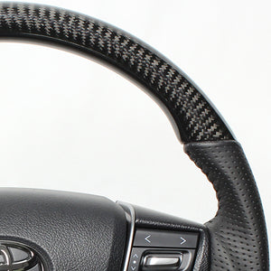 REAL ORIGINAL SERIES ROUND SHAPE BLACK CARBON BLACK STITCH STEERING WHEEL FOR TOYOTA CROWN ROYAL 210  H30-BKC-BK