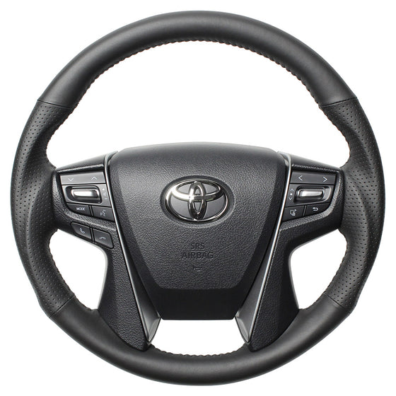 REAL ORIGINAL SERIES ROUND SHAPE ALL LEATHER BLACK STITCH STEERING WHEEL FOR TOYOTA CROWN ATHLETE 210  H30-LPB-BK