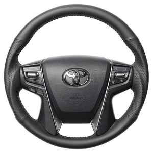REAL ORIGINAL SERIES ROUND SHAPE ALL LEATHER BLACK STITCH STEERING