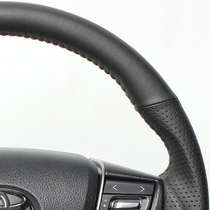 REAL ORIGINAL SERIES ROUND SHAPE ALL LEATHER BLACK STITCH STEERING WHEEL FOR TOYOTA CROWN ATHLETE 210  H30-LPB-BK