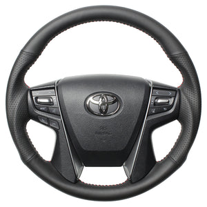 REAL ORIGINAL SERIES ROUND SHAPE ALL LEATHER RED STITCH STEERING WHEEL FOR TOYOTA LAND CRUISER 200 : KOUKI  H30-LPB-RD