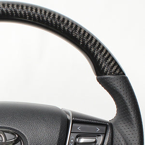 REAL PREMIUM SERIES D SHAPE BLACK CARBON BLACK EURO STITCH STEERING WHEEL FOR TOYOTA CROWN ATHLETE 210  S210-BKC-BK