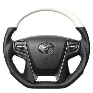 REAL PREMIUM SERIES D SHAPE PEARL WHITE WHITE STITCH STEERING WHEEL FOR TOYOTA ALPHARD 30  S210-WHW-WH